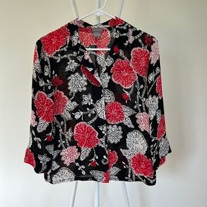 Silk Sigrid Olsen Flowered Blouse size S